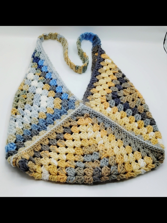 Handbags - Handmade Crochet Triangle Shoulder Bag in Multicolor Earth Tone
